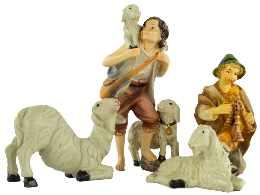 Stimmungsvolle Weihnachtskrippe Gotthard dunkel inkl. 24-tlg. Figurensatz K 002, Maße Krippe: ca. 90 x 40 x 40 cm